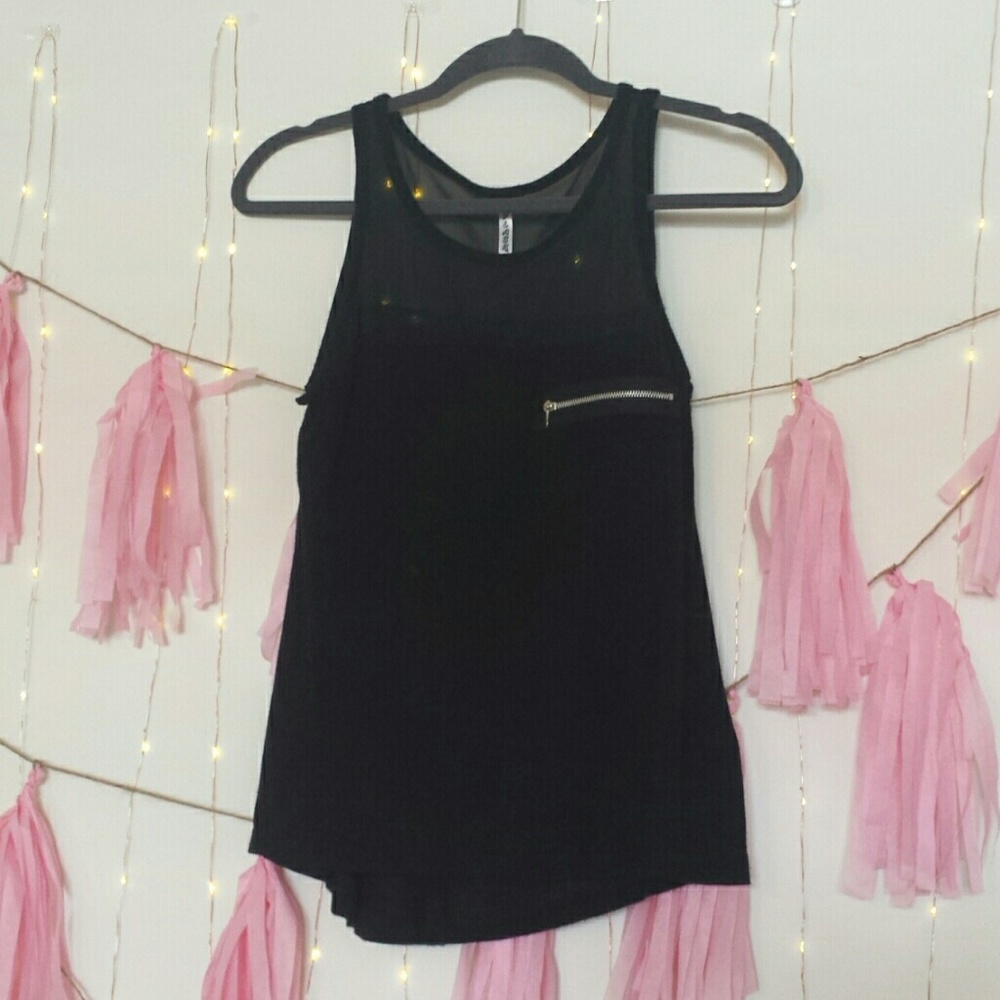 Black Mesh Panel Tank Top sz Med